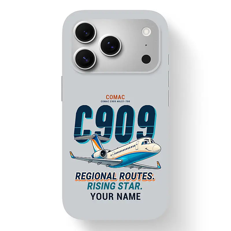 COMAC C909 ARJ21-700 - Cartoon + Name - MagSafe iPhone 17 Pro - Light Gray