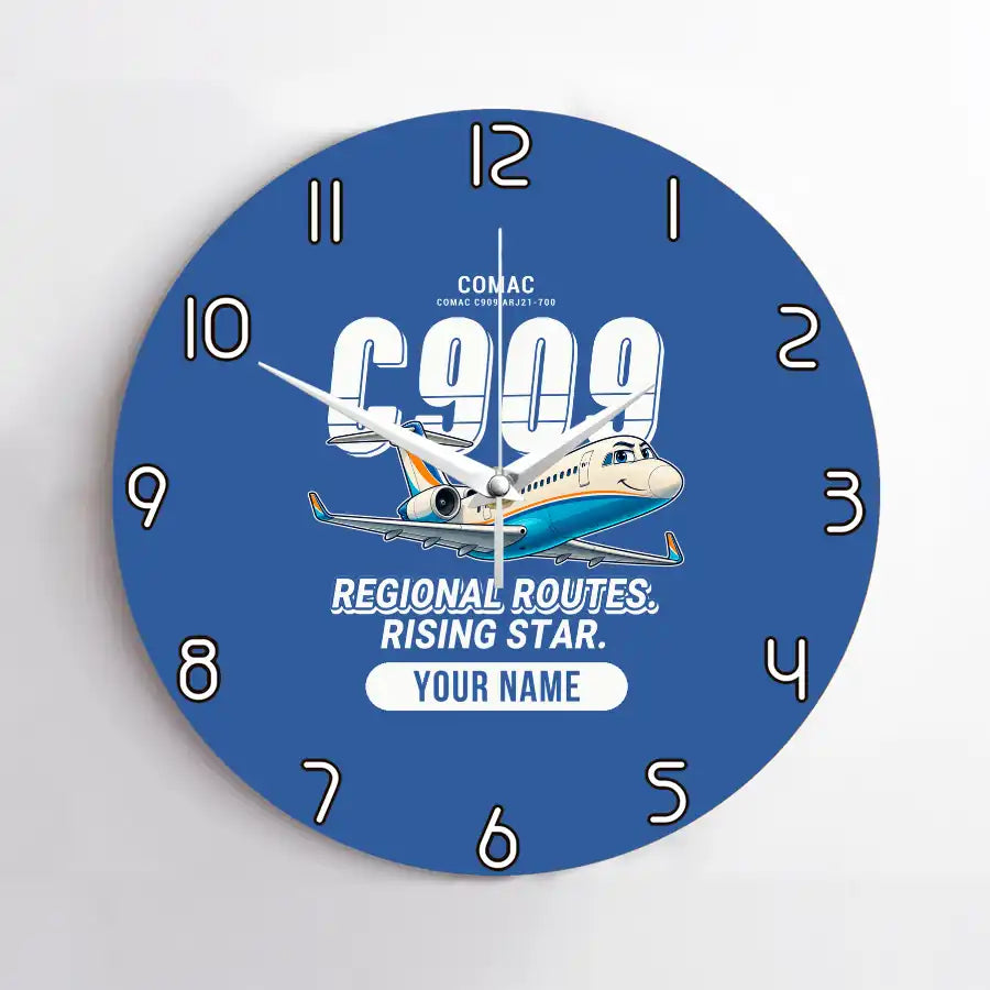 COMAC C909 ARJ21-700 - Cartoon + Name - No Frame - Blue