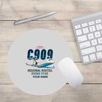 Thumbnail for COMAC C909 ARJ21-700 - Cartoon + Name - Round Mouse Pad - Light Gray