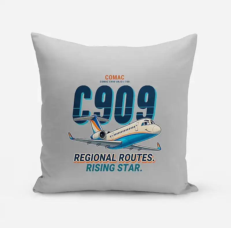 COMAC C909 ARJ21-700 - Cartoon - Pillow - Light Gray