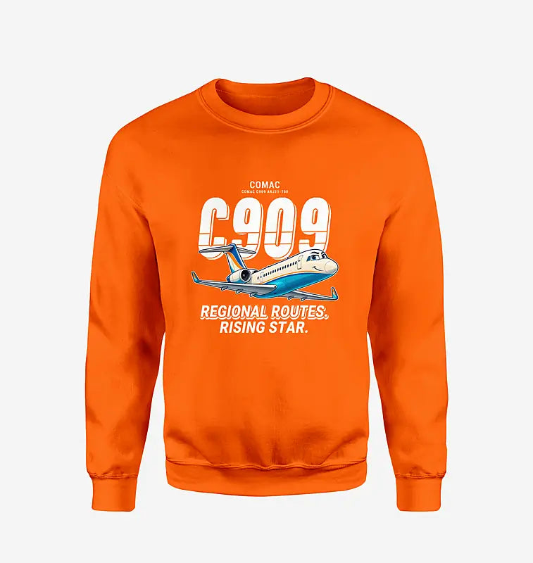 COMAC C909 ARJ21-700 - Cartoon - Sweatshirt - Orange