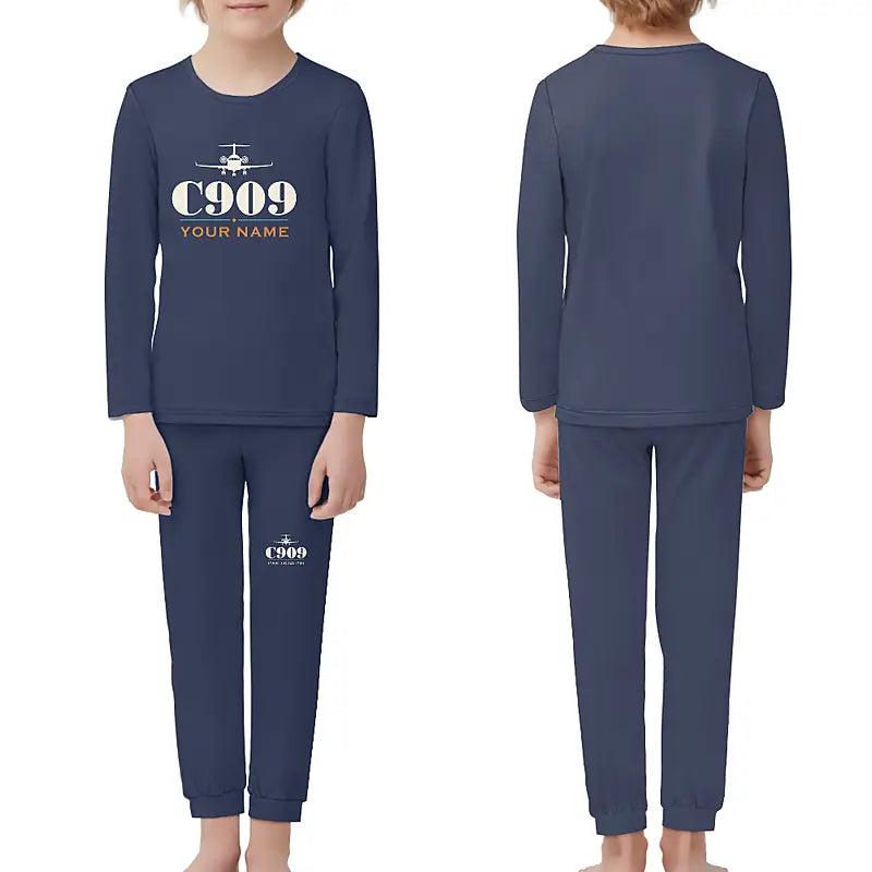 COMAC C909 ARJ21-700 - Children Pajamas - Heritage Chest + Name - Navy Blue