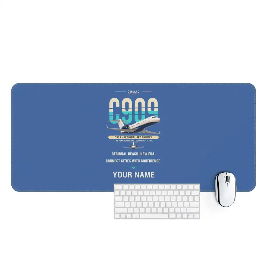 COMAC C909 ARJ21-700 - Original + Name - Desk Mat - Blue