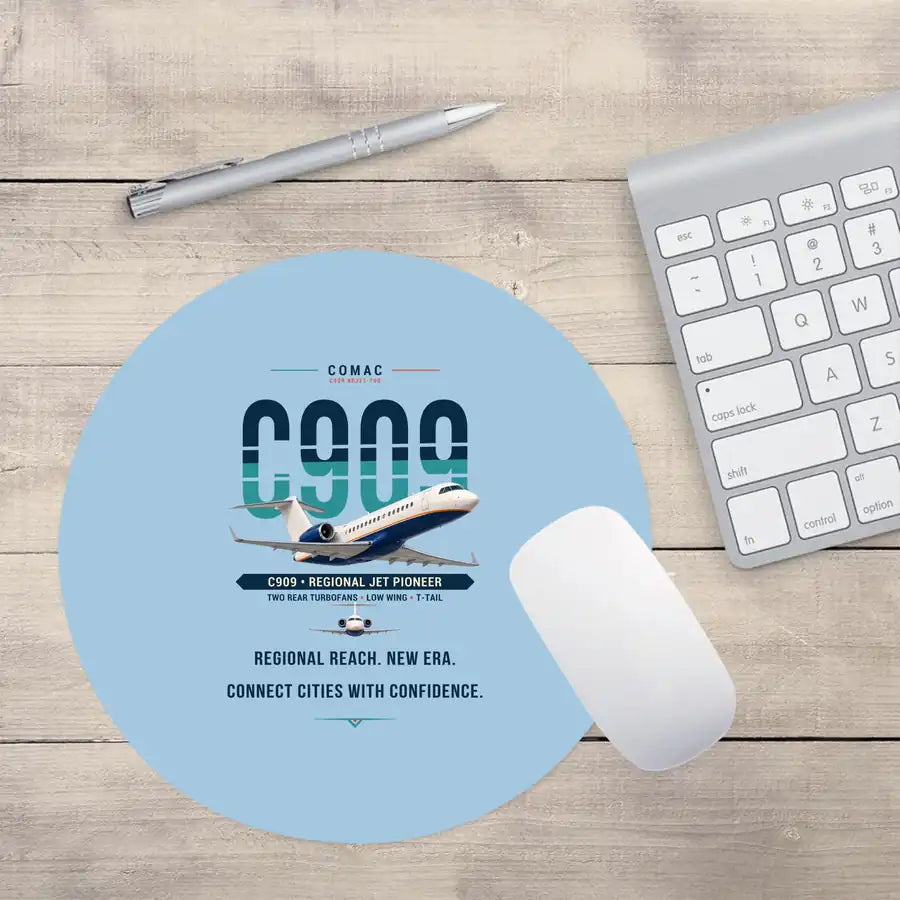 COMAC C909 ARJ21-700 - Original - Round Mouse Pad - Light Blue