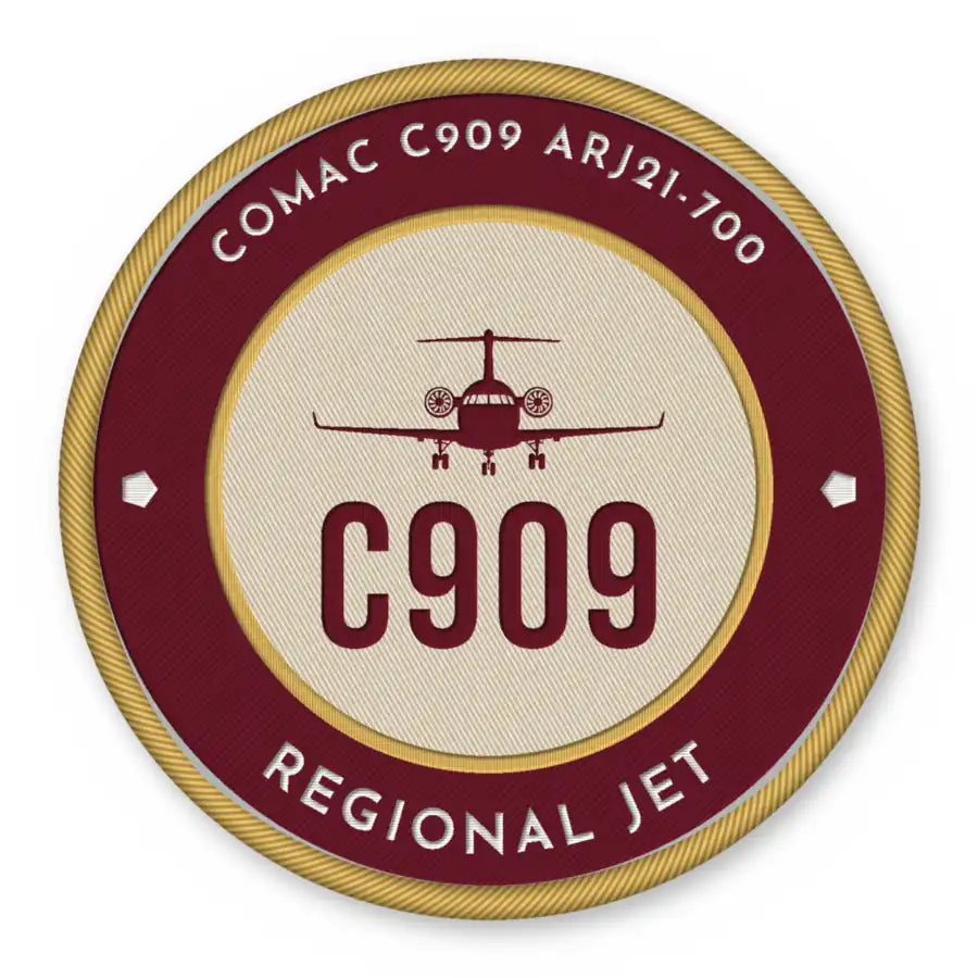 COMAC C909 ARJ21-700 Patches - Circle - Burgundy Cream