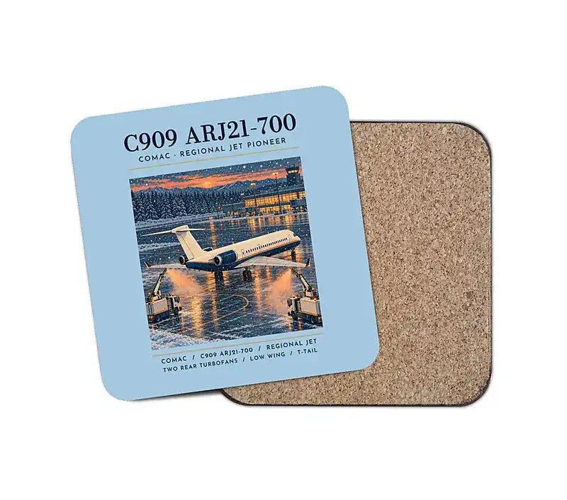 COMAC C909 ARJ21-700 - Poster - Coaster - Light Blue