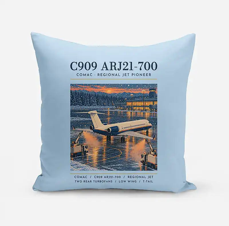 COMAC C909 ARJ21-700 - Poster - Pillow - Light Blue