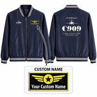 Thumbnail for COMAC C909 ARJ21-700 Stylish Jackets - Baseball Collar - Heritage + Name - Navy Blue