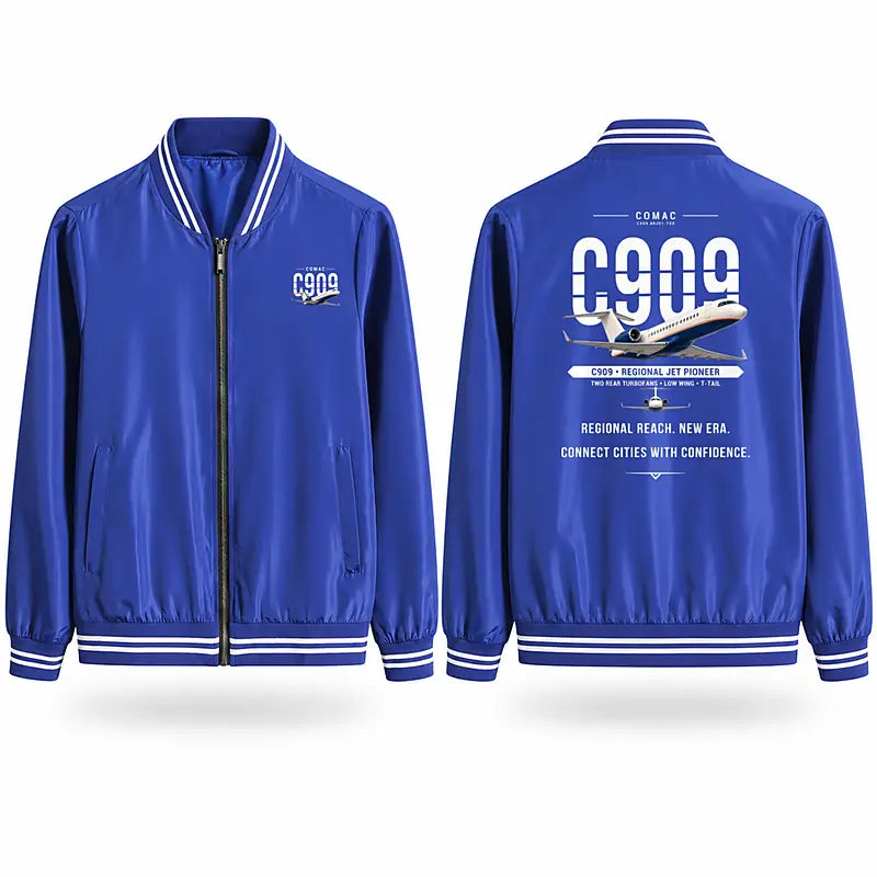 COMAC C909 ARJ21-700 Stylish Jackets - Baseball Collar - Original - Royal Blue