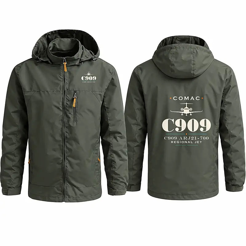 COMAC C909 ARJ21-700 Stylish Jackets - Hooded Windbreaker - Heritage - Olive Green