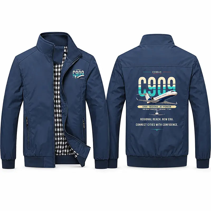 COMAC C909 ARJ21-700 Stylish Jackets - Stand Collar - Original - Navy Blue