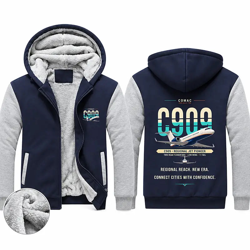 COMAC C909 ARJ21-700 Zipped Sweatshirts - Original - Navy & Gray