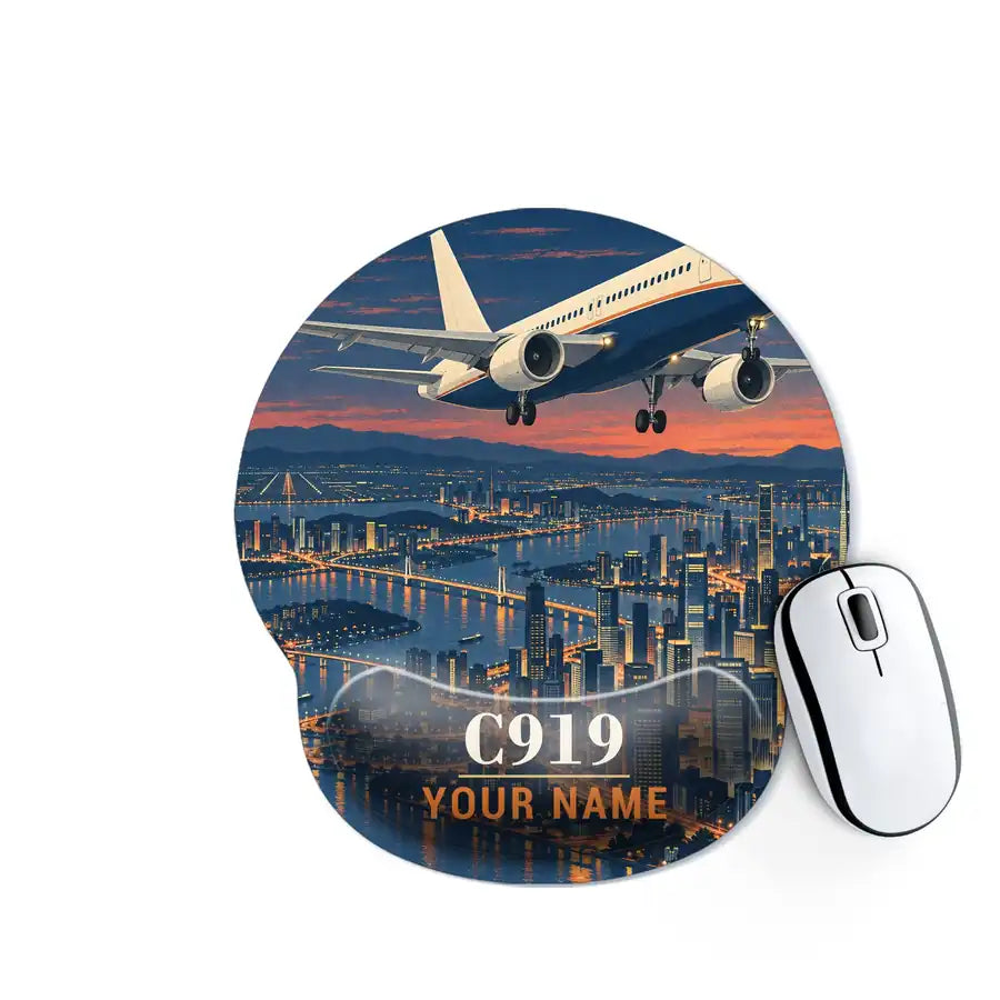 COMAC C919 - 3D + Name - Ergonomic Mouse Pad - Full Print