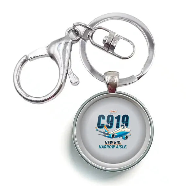 COMAC C919 - Cartoon - Circle Key Chain - Light Gray