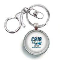 Thumbnail for COMAC C919 - Cartoon - Circle Key Chain - White