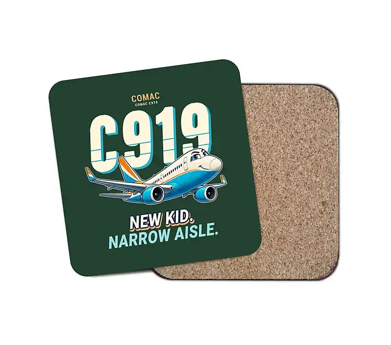 COMAC C919 - Cartoon - Coaster - Dark Green