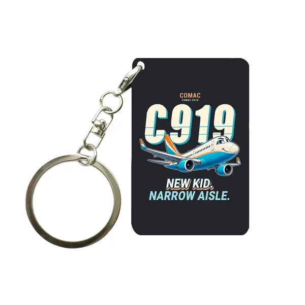 COMAC C919 - Cartoon - Key Chain - Black