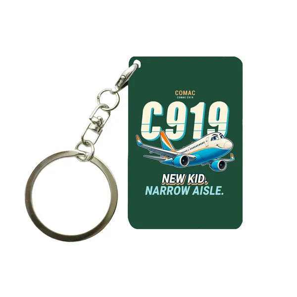 COMAC C919 - Cartoon - Key Chain - Dark Green
