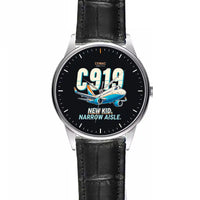Thumbnail for COMAC C919 - Cartoon - Leather Strap - Striped Black Leather Strap
