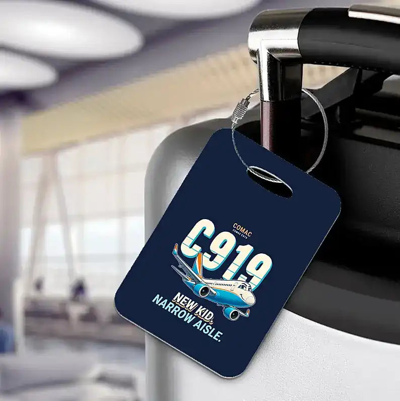COMAC C919 - Cartoon - Luggage Tag - Navy Blue