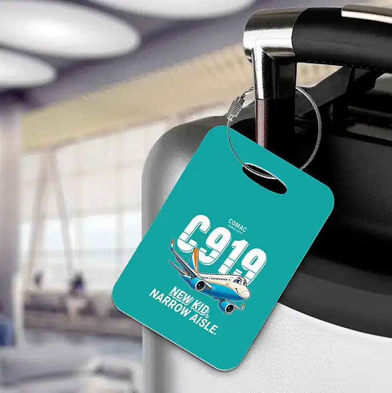 COMAC C919 - Cartoon - Luggage Tag - Turquoise