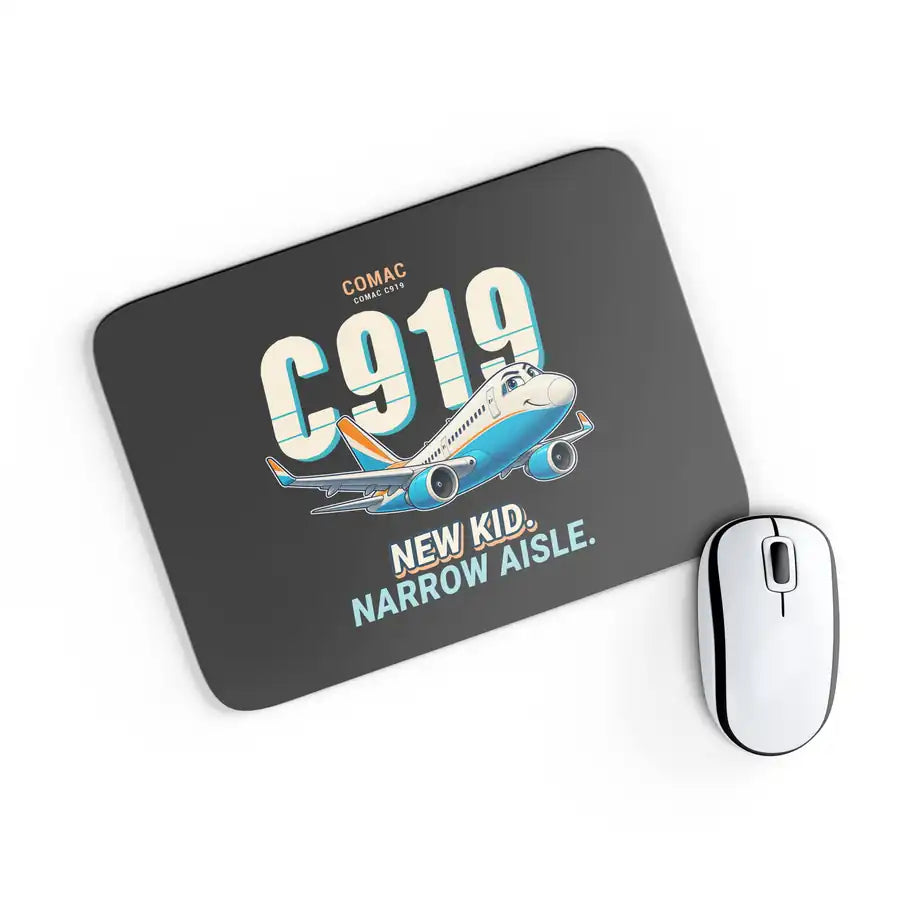 COMAC C919 - Cartoon - Mouse Pad - Black