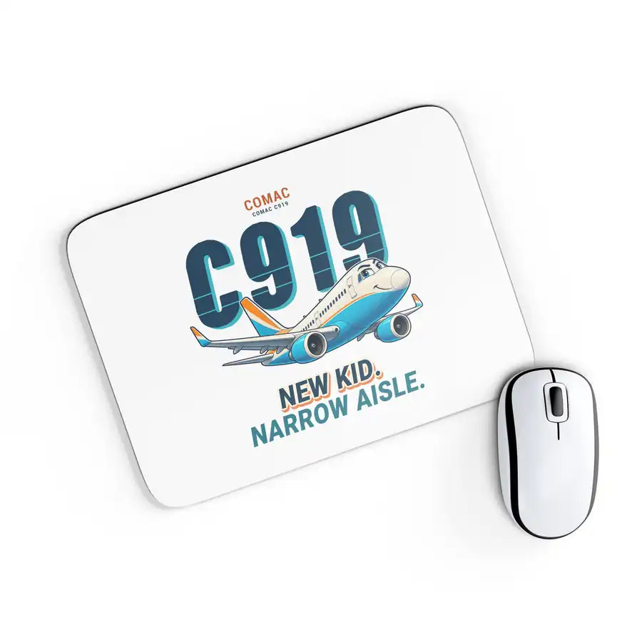 COMAC C919 - Cartoon - Mouse Pad - White