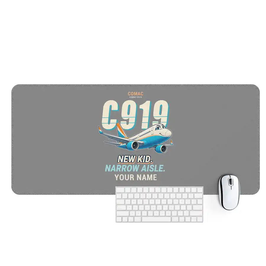 COMAC C919 - Cartoon + Name - Desk Mat - Gray