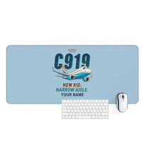Thumbnail for COMAC C919 - Cartoon + Name - Desk Mat - Light Blue