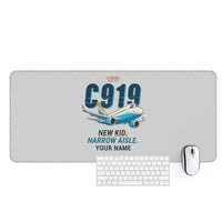 Thumbnail for COMAC C919 - Cartoon + Name - Desk Mat - Light Gray