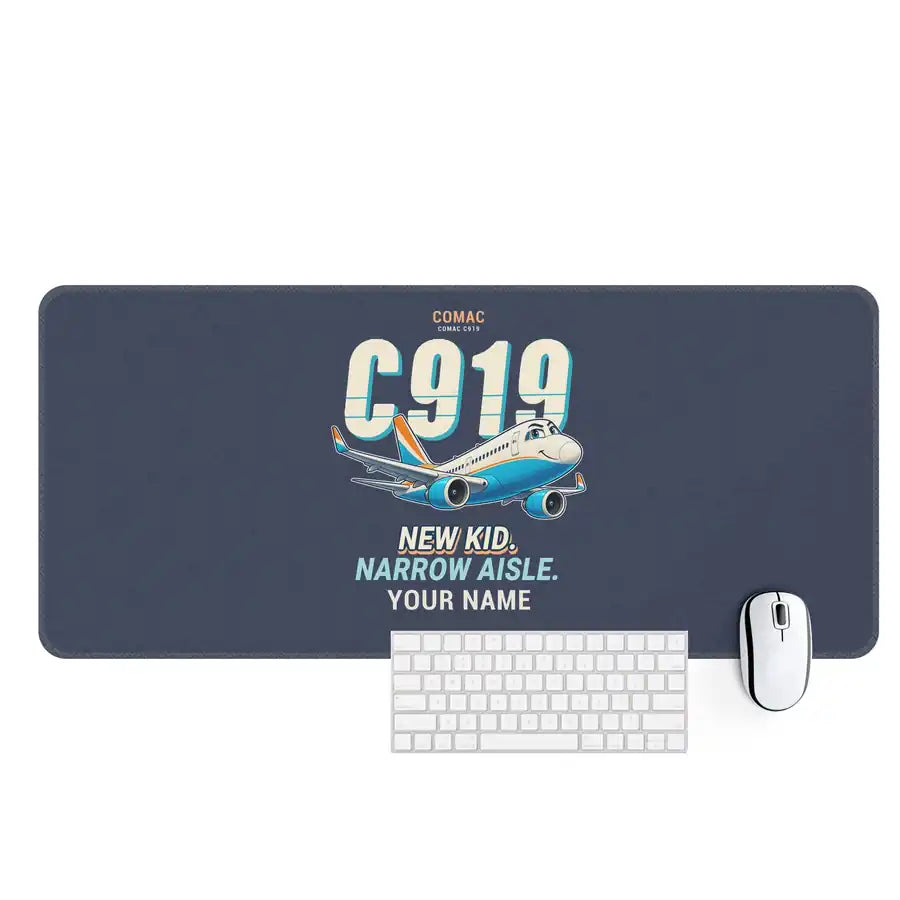 COMAC C919 - Cartoon + Name - Desk Mat - Navy Blue