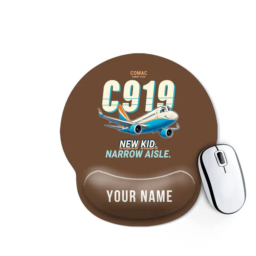 COMAC C919 - Cartoon + Name - Ergonomic Mouse Pad - Brown