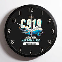 Thumbnail for COMAC C919 - Cartoon + Name - Framed - Black