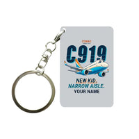 Thumbnail for COMAC C919 - Cartoon + Name - Key Chain - Light Gray
