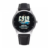 Thumbnail for COMAC C919 - Cartoon + Name - Leather Strap - Black Leather Strap