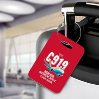 Thumbnail for COMAC C919 - Cartoon + Name - Luggage Tag - Red
