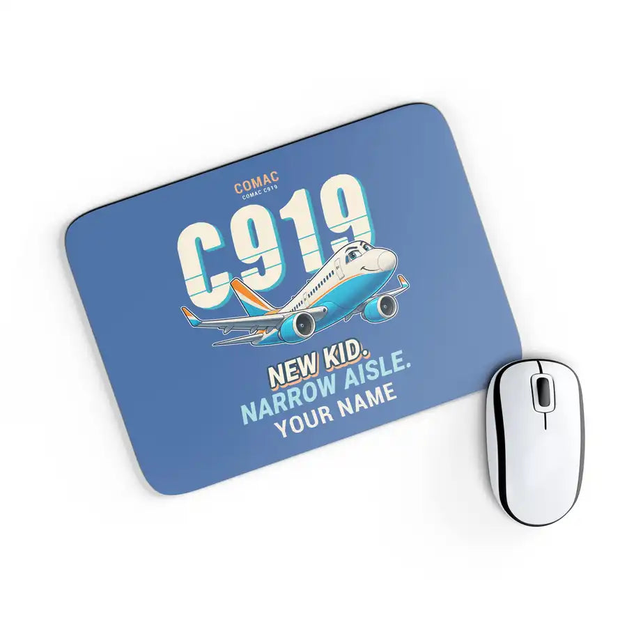 COMAC C919 - Cartoon + Name - Mouse Pad - Blue