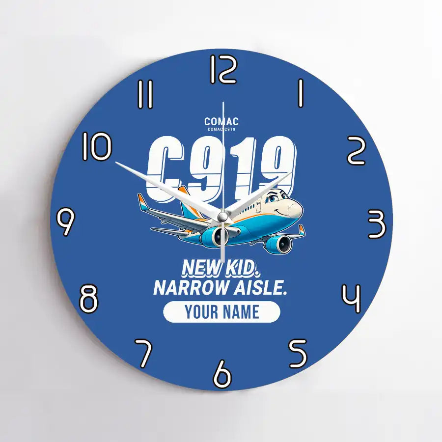 COMAC C919 - Cartoon + Name - No Frame - Blue