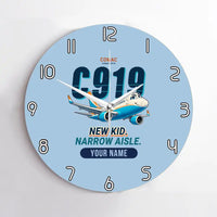 Thumbnail for COMAC C919 - Cartoon + Name - No Frame - Light Blue
