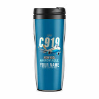 Thumbnail for COMAC C919 - Cartoon + Name - Plastic (No Holder) - Light Blue