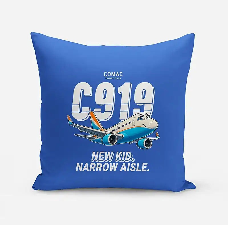 COMAC C919 - Cartoon - Pillow - Blue