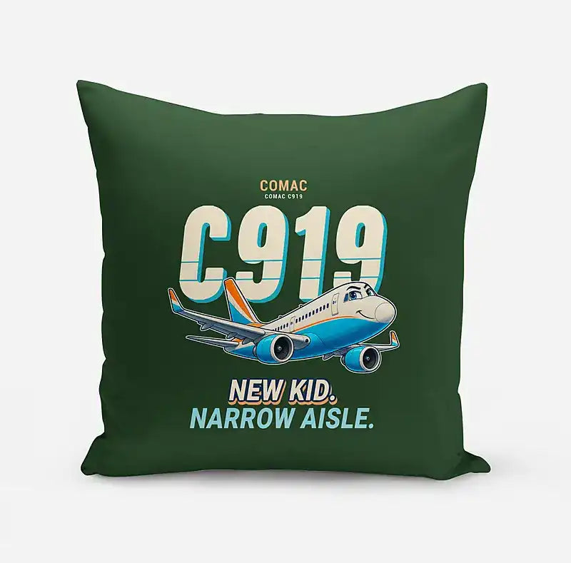 COMAC C919 - Cartoon - Pillow - Dark Green