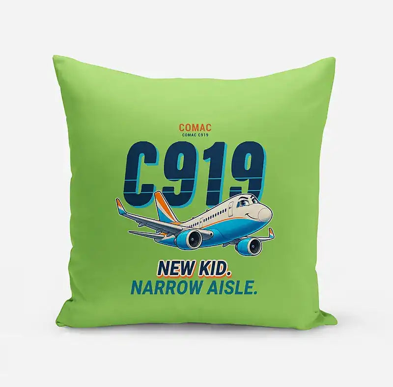 COMAC C919 - Cartoon - Pillow - Light Green