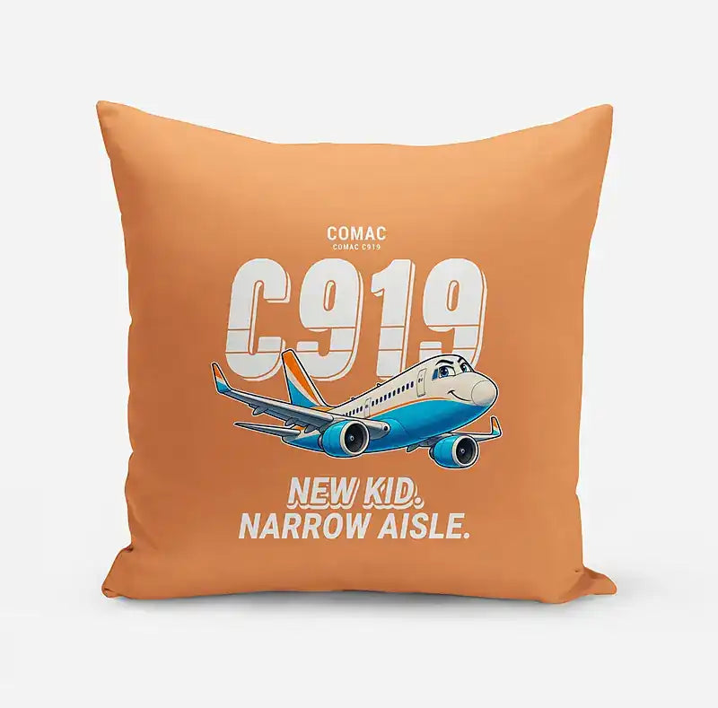 COMAC C919 - Cartoon - Pillow - Orange