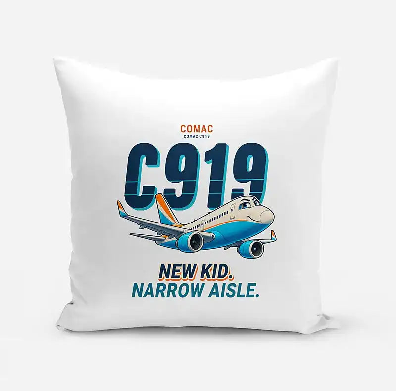 COMAC C919 - Cartoon - Pillow - White