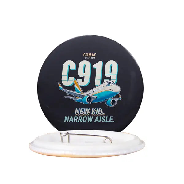 COMAC C919 - Cartoon - Pin - Black