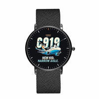 Thumbnail for COMAC C919 - Cartoon - Slim Mesh - Black and Stainless Steel Strap