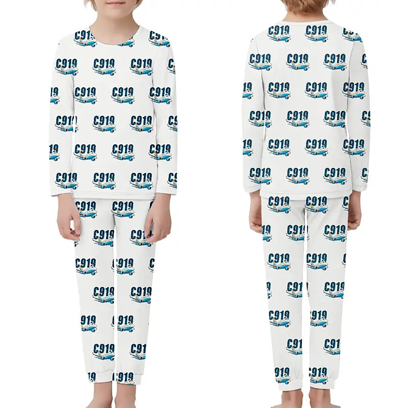COMAC C919 - Children Pajamas - Cartoon Pattern - White