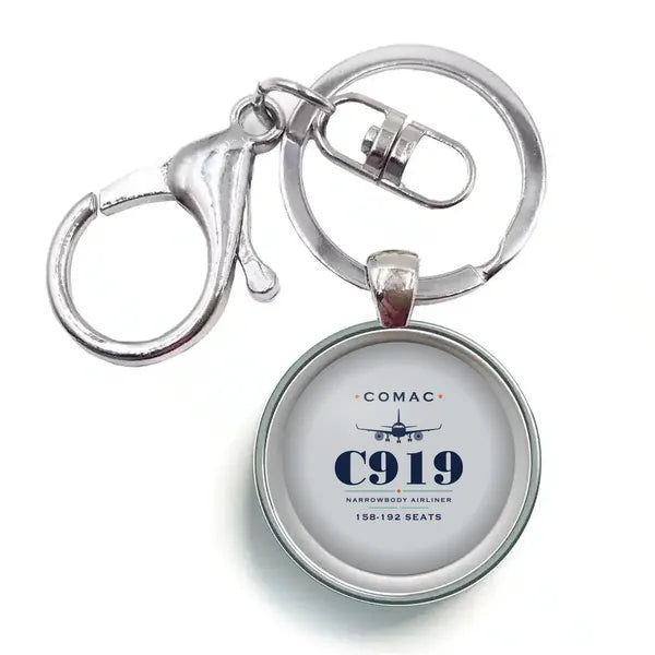 COMAC C919 - Heritage - Circle Key Chain - Light Gray