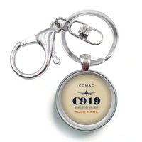 Thumbnail for COMAC C919 - Heritage + Name - Circle Key Chain - Beige